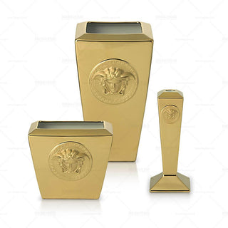 Versace meets Rosenthal Medusa Gold Candleholder H. 20 cm. gold w/ candle - Buy now on ShopDecor - Discover the best products by VERSACE HOME design